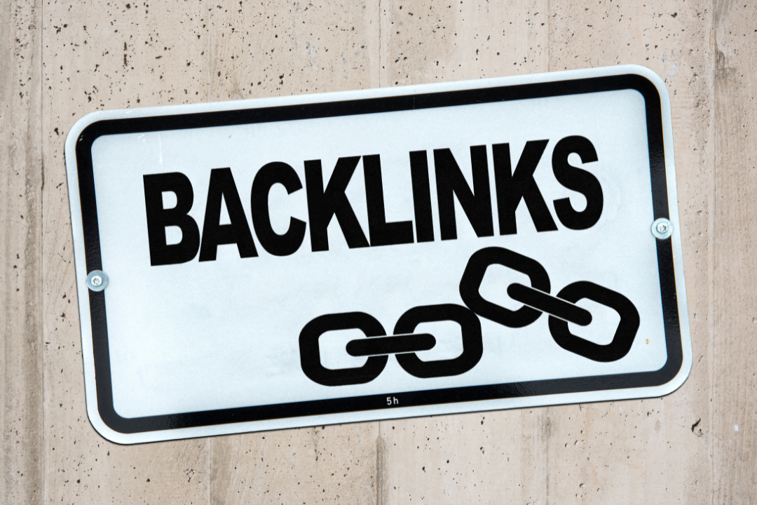 A magnifying glass hovers over a web-like network of links, revealing hidden elements such as link farms, paid links, and spammy anchor text. 